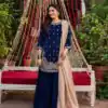 Blue Velvet Rivet Moti Hand Work Salwar Suit