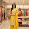 Yellow Chinon Sequence Work Salwar Suit