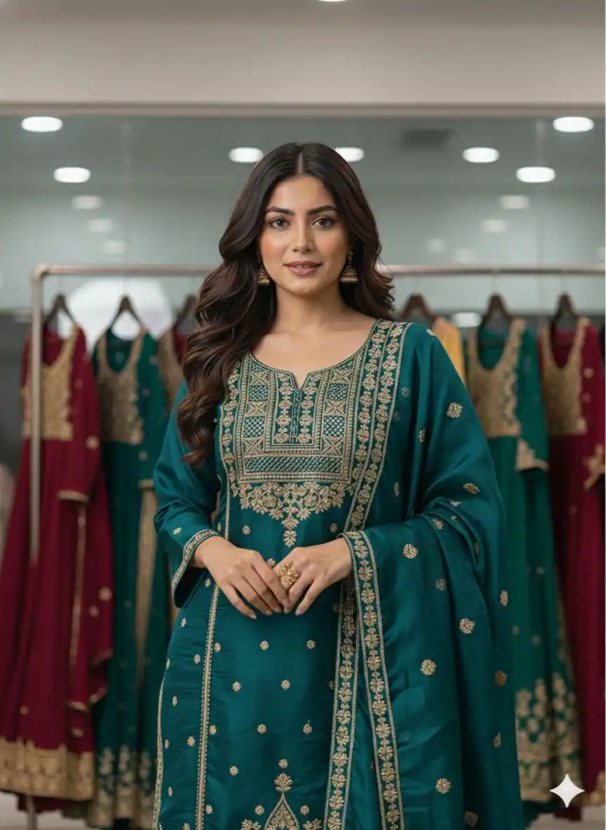 Blue Organza Sequence Work Salwar Suit - Image 4