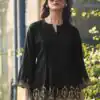 Black Rayon Cut Work Embroidery Kurti