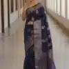 Navy Blue Soft Lichi Silk Rich Pallu Border Saree