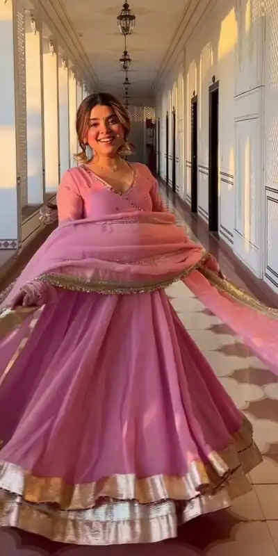 Pink Tabby Organza Embroidery Work Anarkali Suit