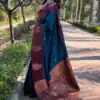 Teal Lichi Silk Jacquard Saree