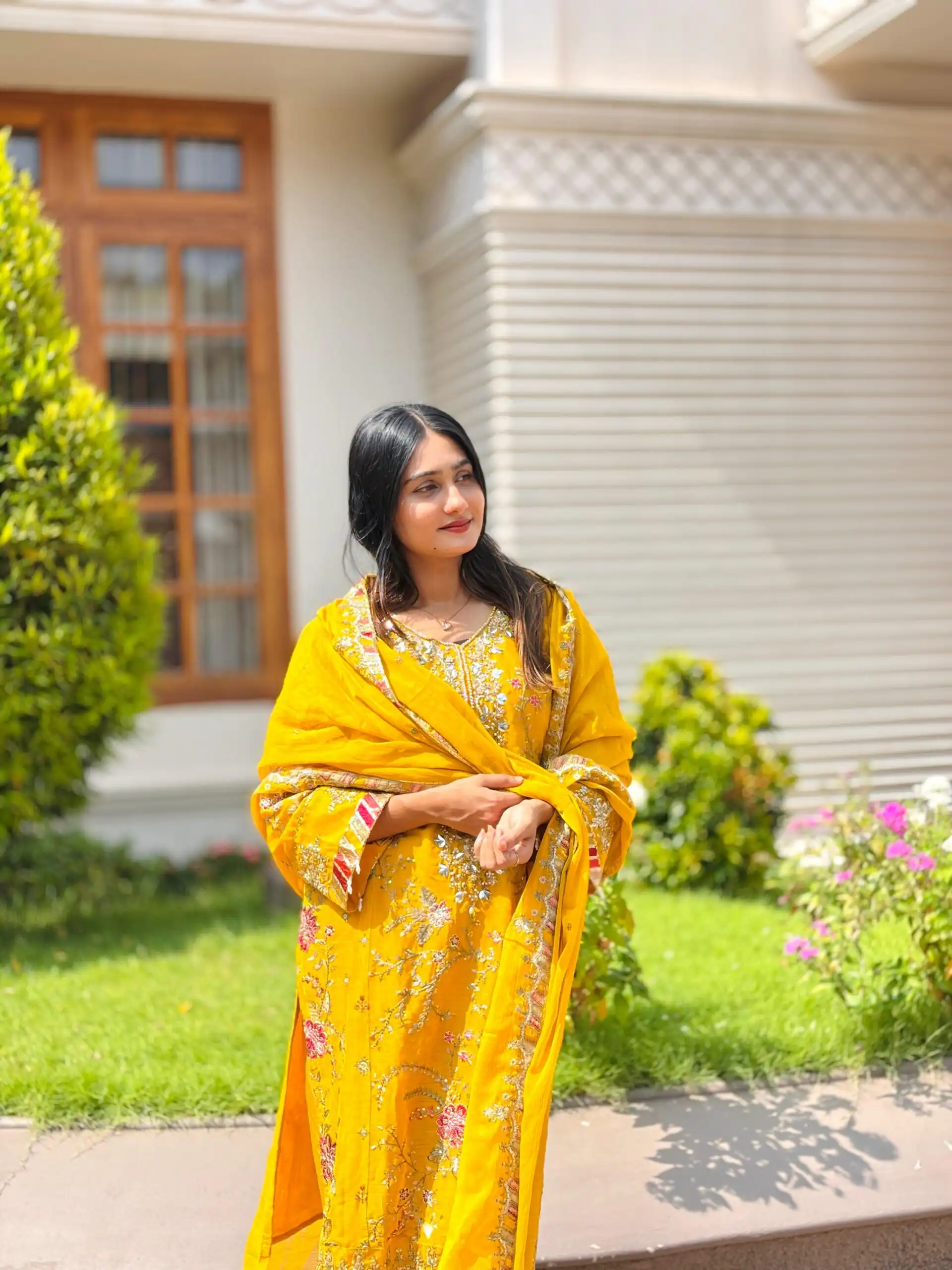 Mustered Crunchy Silk Embroidery Lace Work Salwar Suit - Image 8