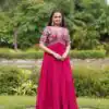 Pink Faux Blooming Embroidery Zari Work Gown
