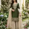 Green Organza Silk Embroidery Lace Work Salwar Suit