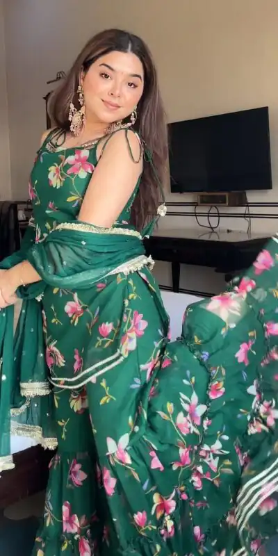 Green Faux Georgette Digital Print Work Salwar Suit