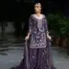 Purple Fox Georgette Embroidery Work Salwar Suit