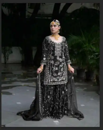 Black Fox Georgette Embroidery Work Salwar Suit