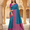 Blue Pochampalli Silk Lace Zari Work Saree