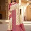 Cream Pochampalli Silk Lace Zari Work Saree