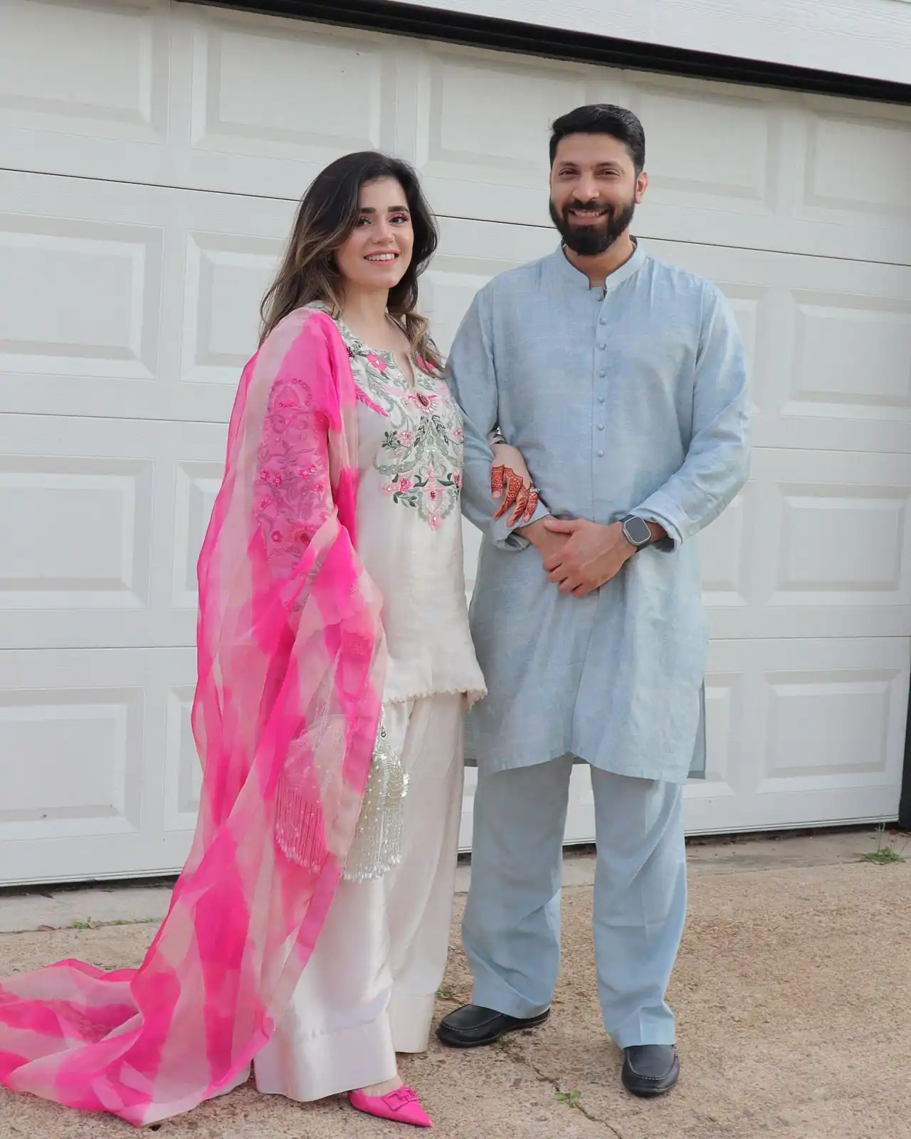 White Crap Silk Embroidery Digital Print Salwar Suit - Image 2