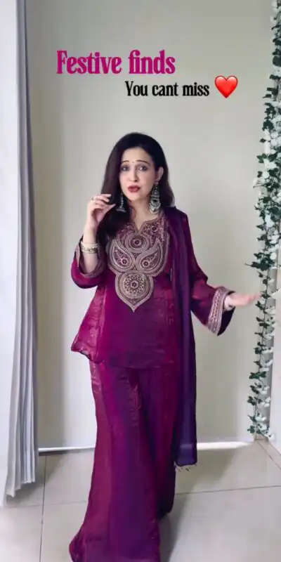 Wine Fendy Silk Thread Lace Work Salwar Suit