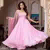 Light Pink Faux Georgette Embroidery Work Salwar Suit
