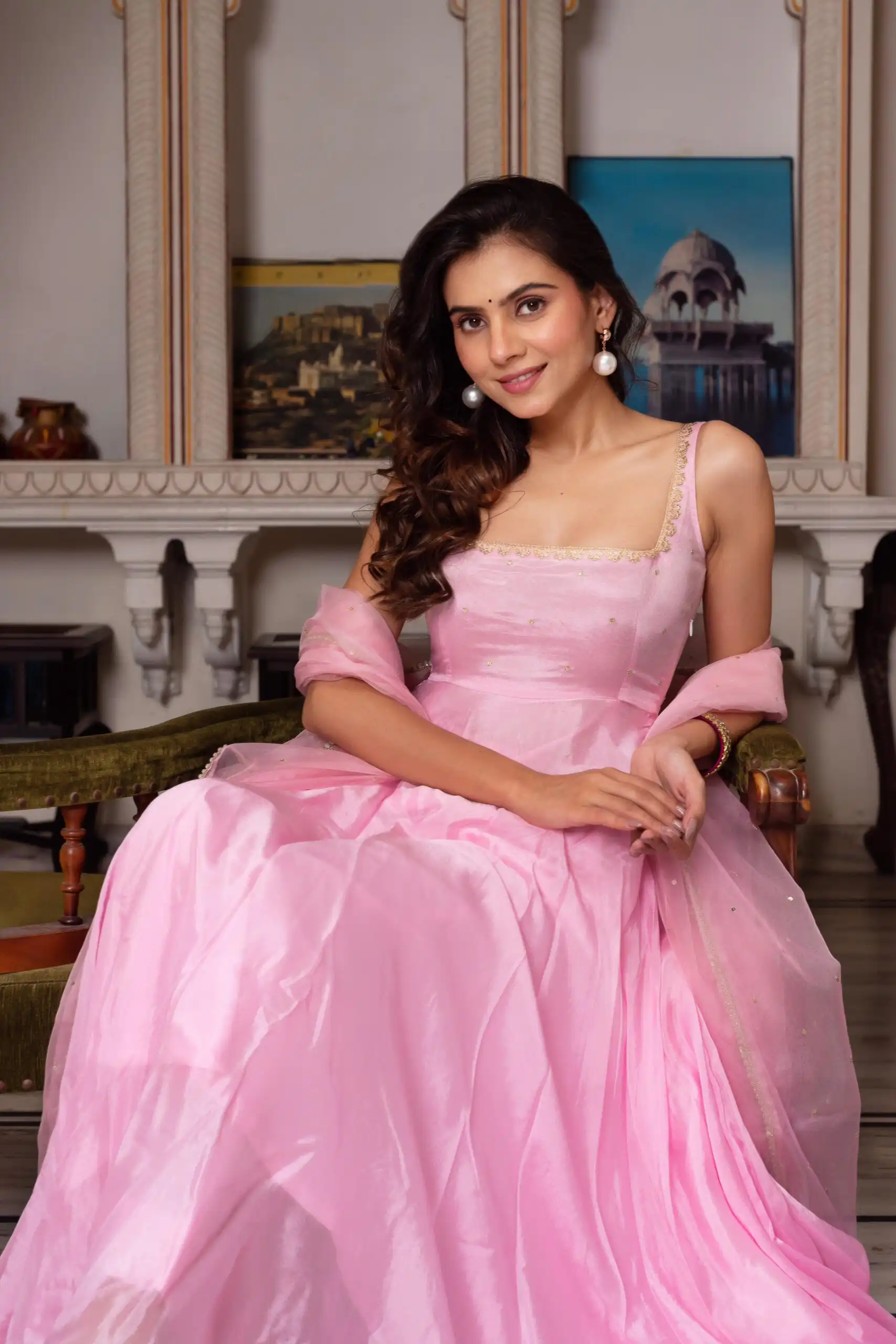 Light Pink Faux Georgette Embroidery Work Salwar Suit - Image 2