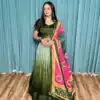 Green Chinon Silk Sequins Work Lehenga Choli