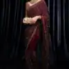 Wine Kasturi Silk Georgette Zari Work Saree