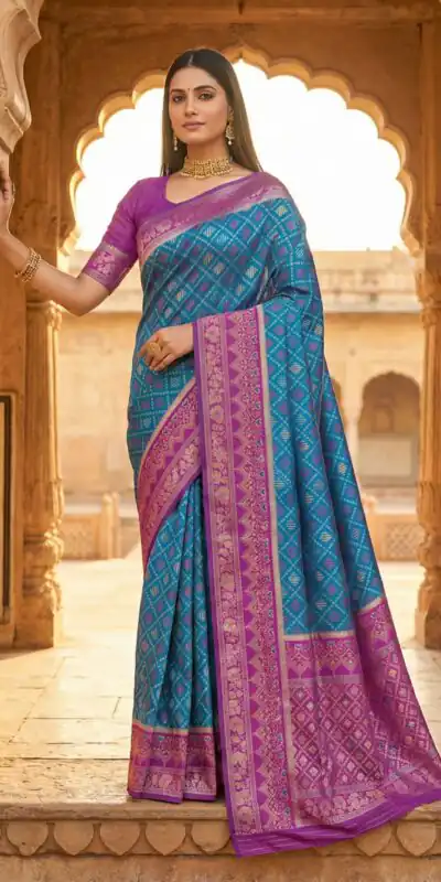 Blue Pochampalli Lace Zari Work Saree