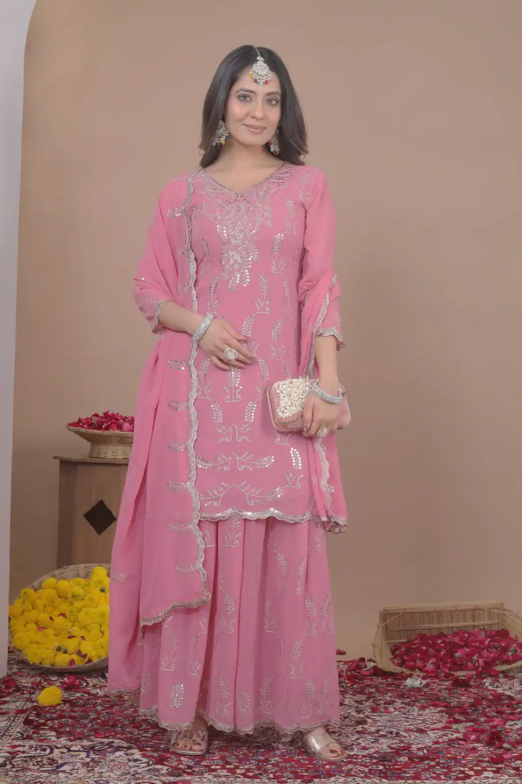 Pink Georgette Sequence Work Salwar Suit - Image 3