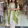 Pista Crap Silk Embroidery Mirror Work Dhoti Suit
