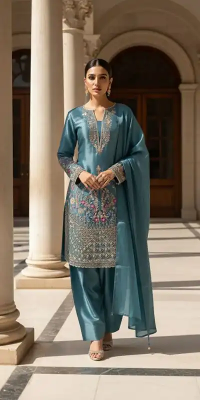 Blue Zimmy Choo With Embroidery Work Salwar Suit