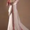 Off White Space Silk With Sequins Work Saree
