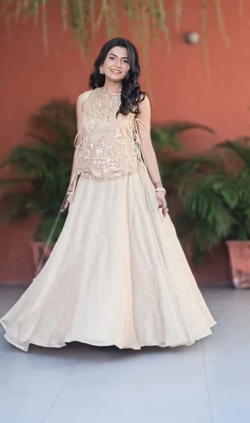 Off White Vichitra Silk Embroidery Work Lehenga Choli - Image 3