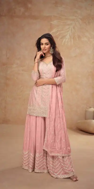 FC 7518 Baby Pink Chinon Salwar Suit Perfect for Wedding, Party, Diwali, Durga Puja, Temple Visit – . Festive Deal ₹3099. Delivery 4-6 Working Days. | Designer Suits, Jump Suits, Tops & Bottoms, Track Suits, Trendy Wear, Salwar suit, Casual Suits, Creative suits, Palazzo Suits, Party Wear Suits, Patiala Suits, Straight Suits