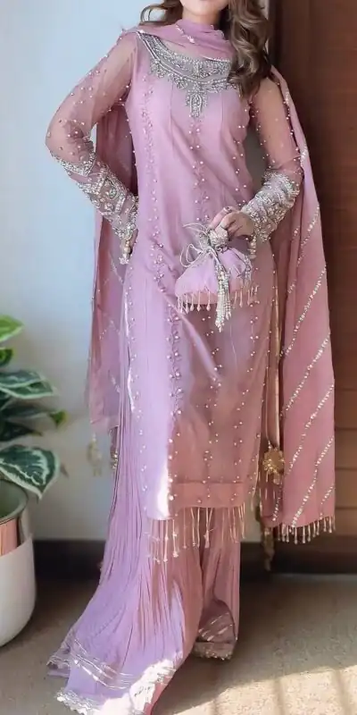 SRK 5276 Baby Pink in Faux Georgette Bead Work & Embroidery Work Salwar Suit . Now at just ₹2049. Delivery 4-6 Working Days. Shop now. | Jump Suits, Salwar suit, Designer Suits, Casual Suits, Creative suits, Palazzo Suits, Party Wear Suits, Patiala Suits, Straight Suits