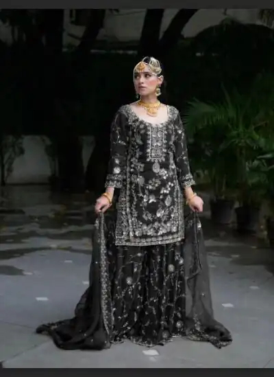 VLM 226 Black Fox Georgette with Embroidery Work & Lace Work Salwar Suit . Festive Deal ₹2499. Delivery 4-6 Working Days. Shop now. | Jump Suits, Salwar suit, Designer Suits, Casual Suits, Creative suits, Palazzo Suits, Party Wear Suits, Patiala Suits, Straight Suits