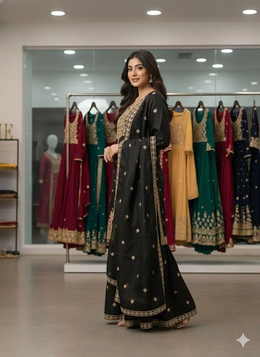 LG 2056 Black Organza Salwar Suit with Embroidery Work. Wedding, Party, Festive, Events Festive Deal ₹2099. Delivery 4-6 Working Days. Shop now. | Jump Suits, Salwar suit, Designer Suits, Casual Suits, Creative suits, Palazzo Suits, Party Wear Suits, Patiala Suits, Straight Suits