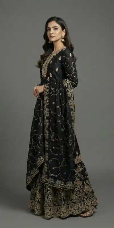 SRK 5319 Black in Organza Silk Embroidery Work & Lace Work Salwar Suit . Now at just ₹2549. Delivery 4-6 Working Days. Shop now. | Jump Suits, Salwar suit, Designer Suits, Casual Suits, Creative suits, Palazzo Suits, Party Wear Suits, Patiala Suits, Straight Suits