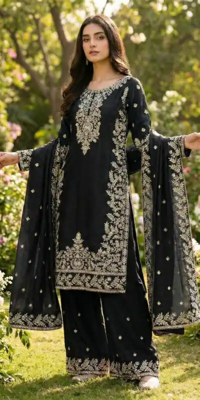 SRK 5316 Black Organza Silk Salwar Suit Perfect for Wedding, Party, Makar Sankranti, Eid, Durga Puja – . Affordable Price ₹2149. Delivery 4-6 Workin | Jump Suits, Salwar suit, Designer Suits, Casual Suits, Creative suits, Palazzo Suits, Party Wear Suits, Patiala Suits, Straight Suits