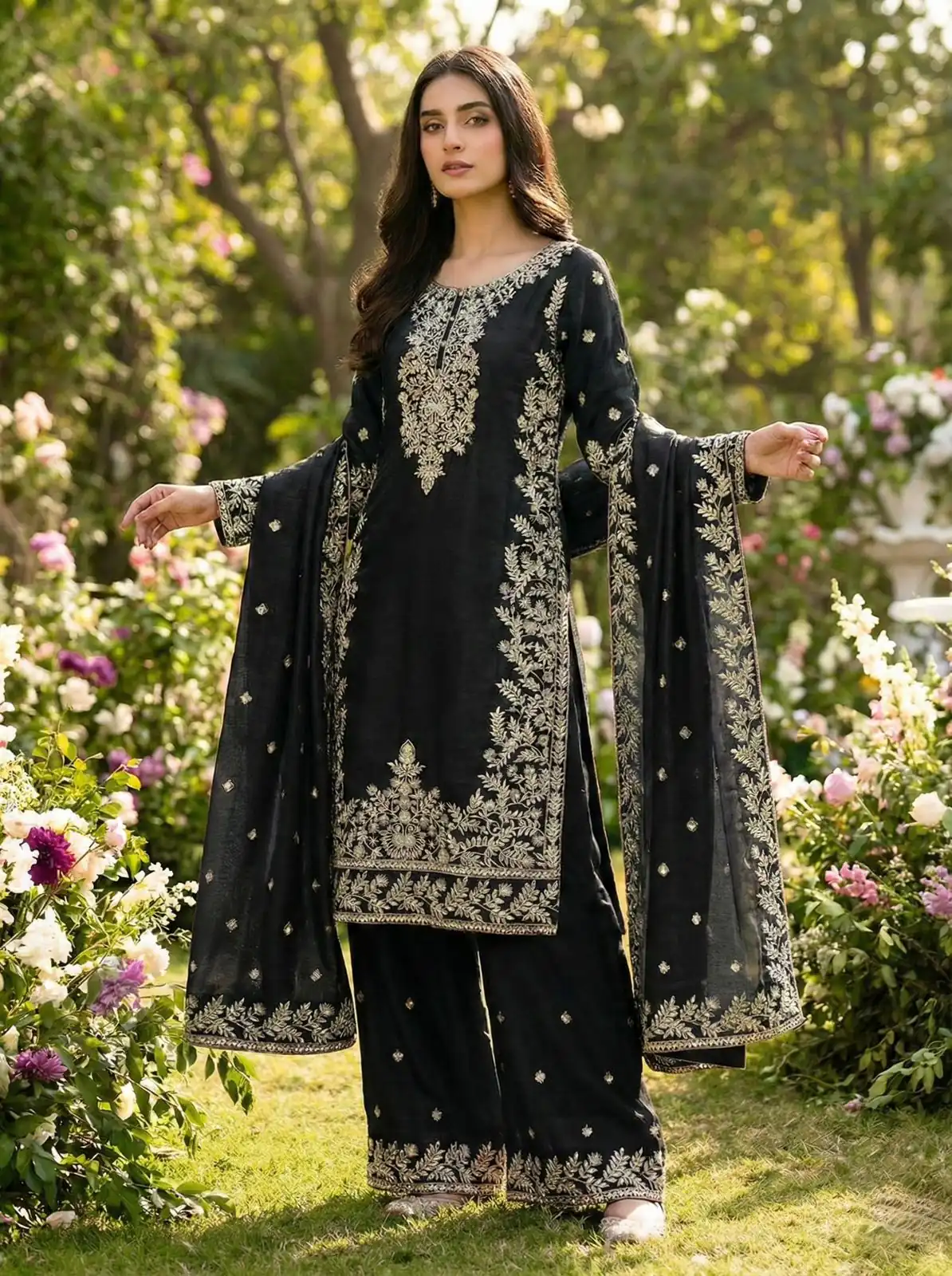 SRK 5316 Black Organza Silk Salwar Suit Perfect for Wedding, Party, Makar Sankranti, Eid, Durga Puja – . Affordable Price ₹2149. Delivery 4-6 Workin | Jump Suits, Salwar suit, Designer Suits, Casual Suits, Creative suits, Palazzo Suits, Party Wear Suits, Patiala Suits, Straight Suits