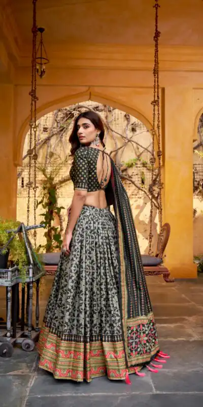 LNB 1201 Black Tasar Silk Lehenga Choli Perfect for Wedding, Party, Traditional Day, Sangeet, Housewarming – . Introductory Price ₹2499. Delivery 4- | Lehenga, Bollywood Lehenga, Creative Lehenga, Designer Lehenga, Embroidered Lehenga, Party Wear Lehenga