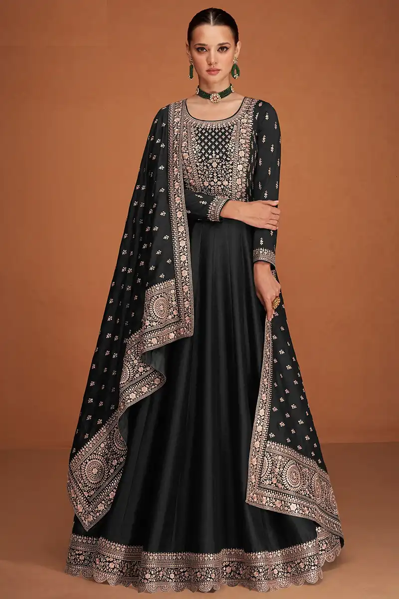 FC 9577 Black Color Vichitra Salwar Suit with Embroidery Work. Available at ₹2649 only. Delivery 4-6 Working Days. Shop now. | Designer Suits, Jump Suits, Salwar suit, Casual Suits, Creative suits, Palazzo Suits, Party Wear Suits, Patiala Suits, Straight Suits