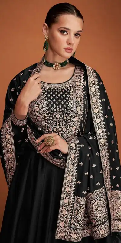 FC 9577 Black Color Vichitra Salwar Suit with Embroidery Work. Available at ₹2649 only. Delivery 4-6 Working Days. Shop now. | Designer Suits, Jump Suits, Salwar suit, Casual Suits, Creative suits, Palazzo Suits, Party Wear Suits, Patiala Suits, Straight Suits