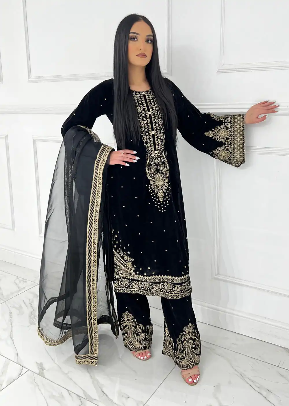 AD 222 Black Viscose Velvet Salwar Suit with Embroidery Work & Lace Work. Best Price ₹2099. Delivery 4-6 Working Days. Shop now. | Jump Suits, Salwar suit, Designer Suits, Casual Suits, Creative suits, Palazzo Suits, Party Wear Suits, Patiala Suits, Straight Suits