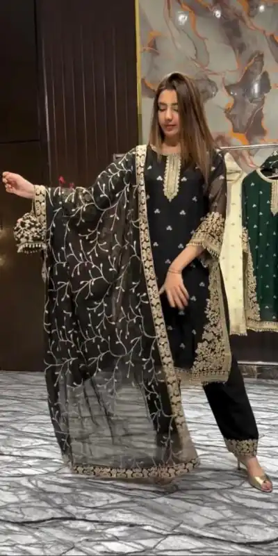 LG 2059 Black Color Zimmy Choo Salwar Suit with Embroidery Work. Wedding, Party, Festive, Events, Grab it for ₹2399. Delivery 4-6 Working Days. Shop now. | Jump Suits, Salwar suit, Designer Suits, Casual Suits, Creative suits, Palazzo Suits, Party Wear Suits, Patiala Suits, Straight Suits