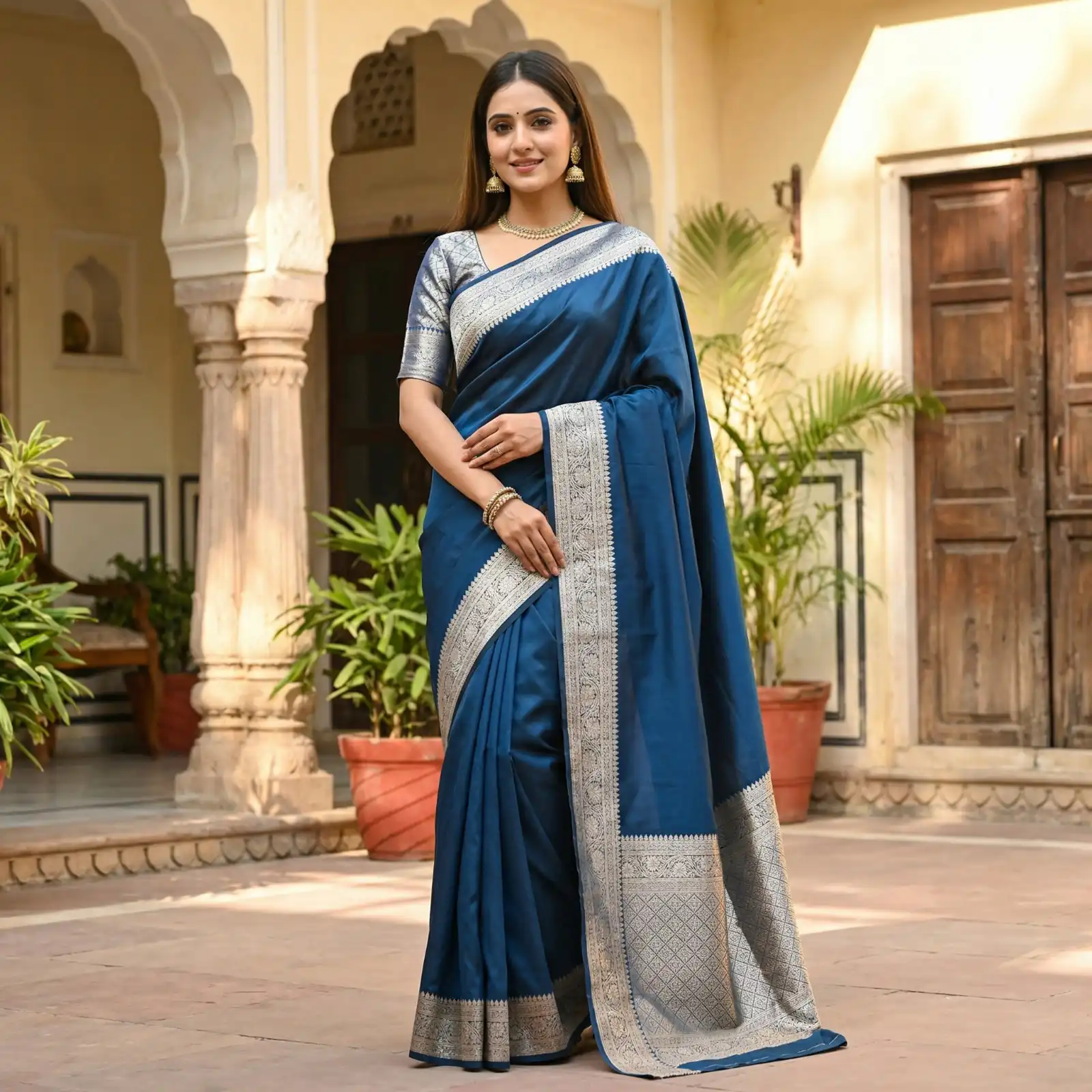 MB 3322 Blue in Color Banarasi Silk Zari Work & Lace Work Saree . Now at just ₹1899. Delivery 4-6 Working Days. Shop now. | Sarees, Bollywood Sarees, Creative Sarees, Designer Sarees, Embroidered Sarees, Ethnic Saree, Modern Digital sarees, Party Wear Sarees