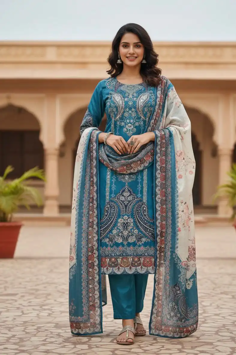 BE 438 Blue Chinon Salwar Suit Perfect for Wedding, Party, Temple Visit, Reception, Karwa Chauth – . Grab it for ₹1799. Delivery 4-6 Working Days. | Designer Suits, Jump Suits, Salwar suit, Casual Suits, Creative suits, Palazzo Suits, Party Wear Suits, Patiala Suits, Straight Suits