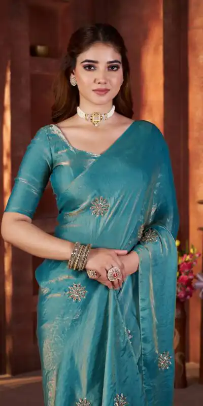 BT 3142 Blue Fandy Satin Silk Saree Perfect for Wedding, Party, Karwa Chauth, Reception, Pooja – . Festive Deal ₹1999. Delivery 4-6 Working Days. | Sarees, Bollywood Sarees, Creative Sarees, Designer Sarees, Embroidered Sarees, Ethnic Saree, Modern Digital sarees, Party Wear Sarees