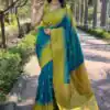 KPR 221 Blue Soft Lichi Silk Saree Perfect for Wedding, Party, Raksha Bandhan, Sangeet, Eid – . Get it for ₹1449. Delivery 4-6 Working Days. | Sarees, Bollywood Sarees, Creative Sarees, Designer Sarees, Embroidered Sarees, Ethnic Saree, Modern Digital sarees, Party Wear Sarees