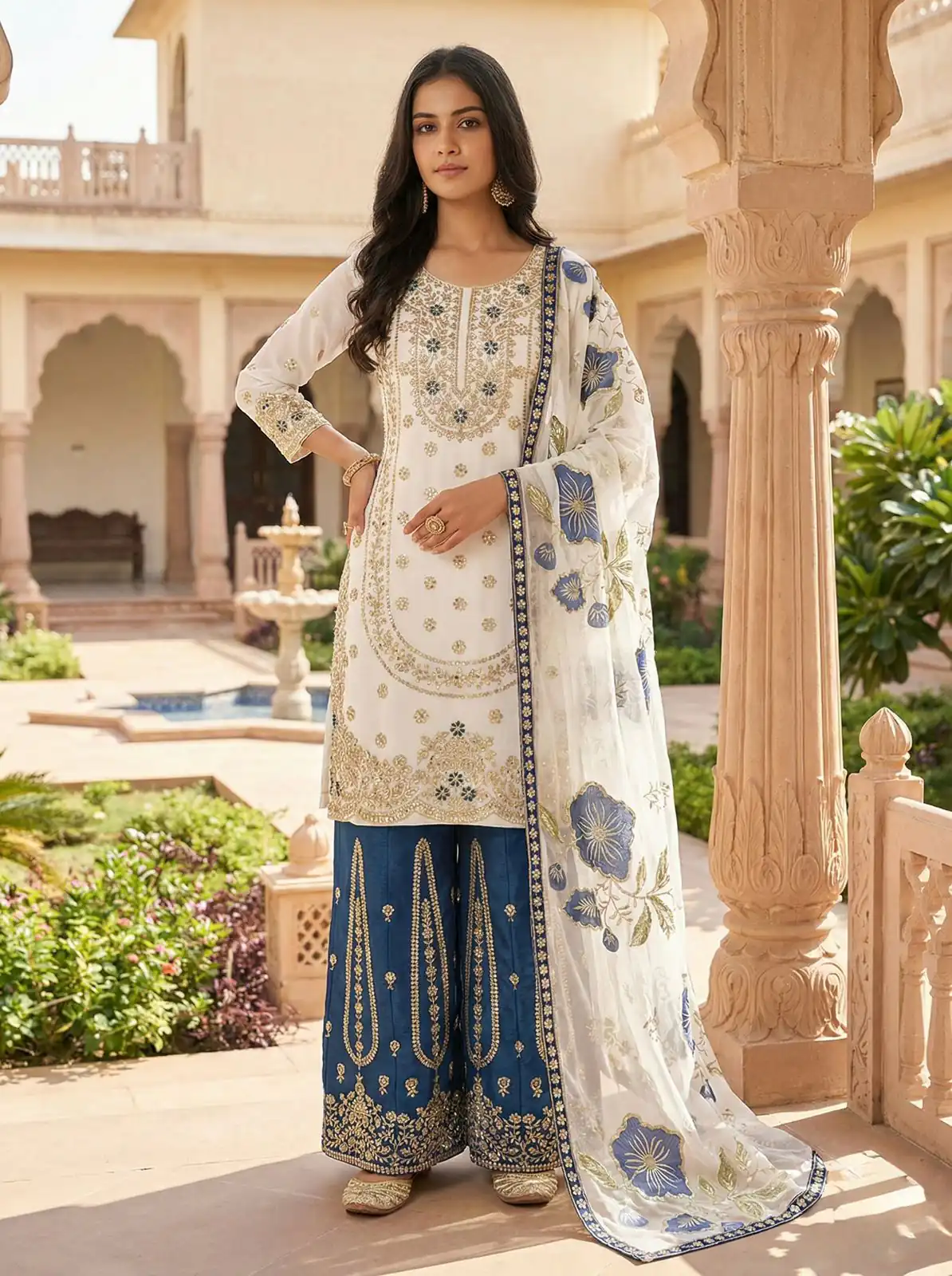 NSR 884 Blue Organza Silk Salwar Suit with Digital Print & Embroidery Work. Introductory Price ₹2149. Delivery 4-6 Working Days. Shop now. | Jump Suits, Salwar suit, Designer Suits, Casual Suits, Creative suits, Palazzo Suits, Party Wear Suits, Patiala Suits, Straight Suits