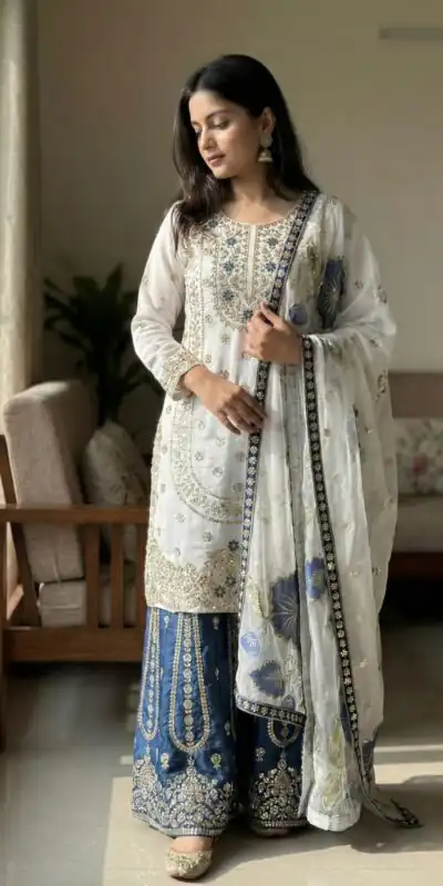 NSR 884 Blue Organza Silk Salwar Suit with Digital Print & Embroidery Work. Introductory Price ₹2149. Delivery 4-6 Working Days. Shop now. | Jump Suits, Salwar suit, Designer Suits, Casual Suits, Creative suits, Palazzo Suits, Party Wear Suits, Patiala Suits, Straight Suits