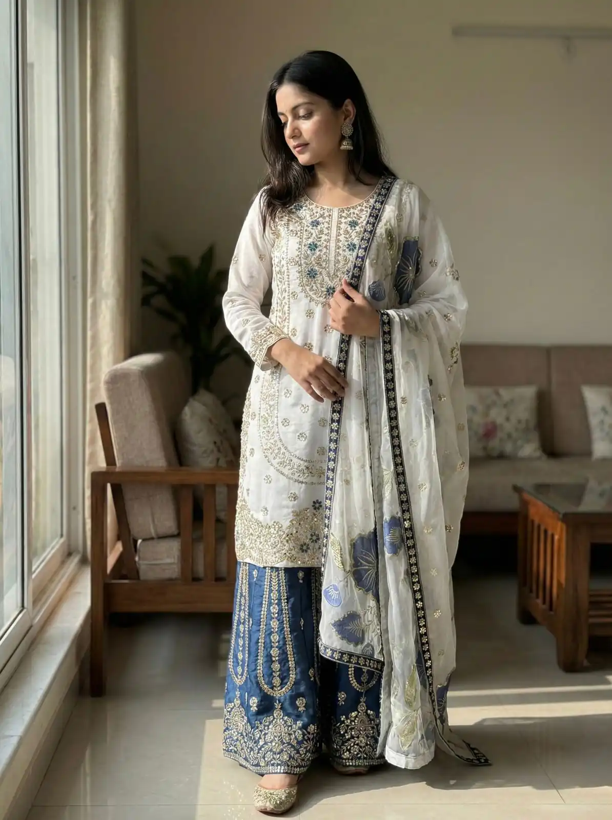 NSR 884 Blue Organza Silk Salwar Suit with Digital Print & Embroidery Work. Introductory Price ₹2149. Delivery 4-6 Working Days. Shop now. | Jump Suits, Salwar suit, Designer Suits, Casual Suits, Creative suits, Palazzo Suits, Party Wear Suits, Patiala Suits, Straight Suits