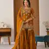 Brown Fandy Silk Embroidery Work Salwar Suit