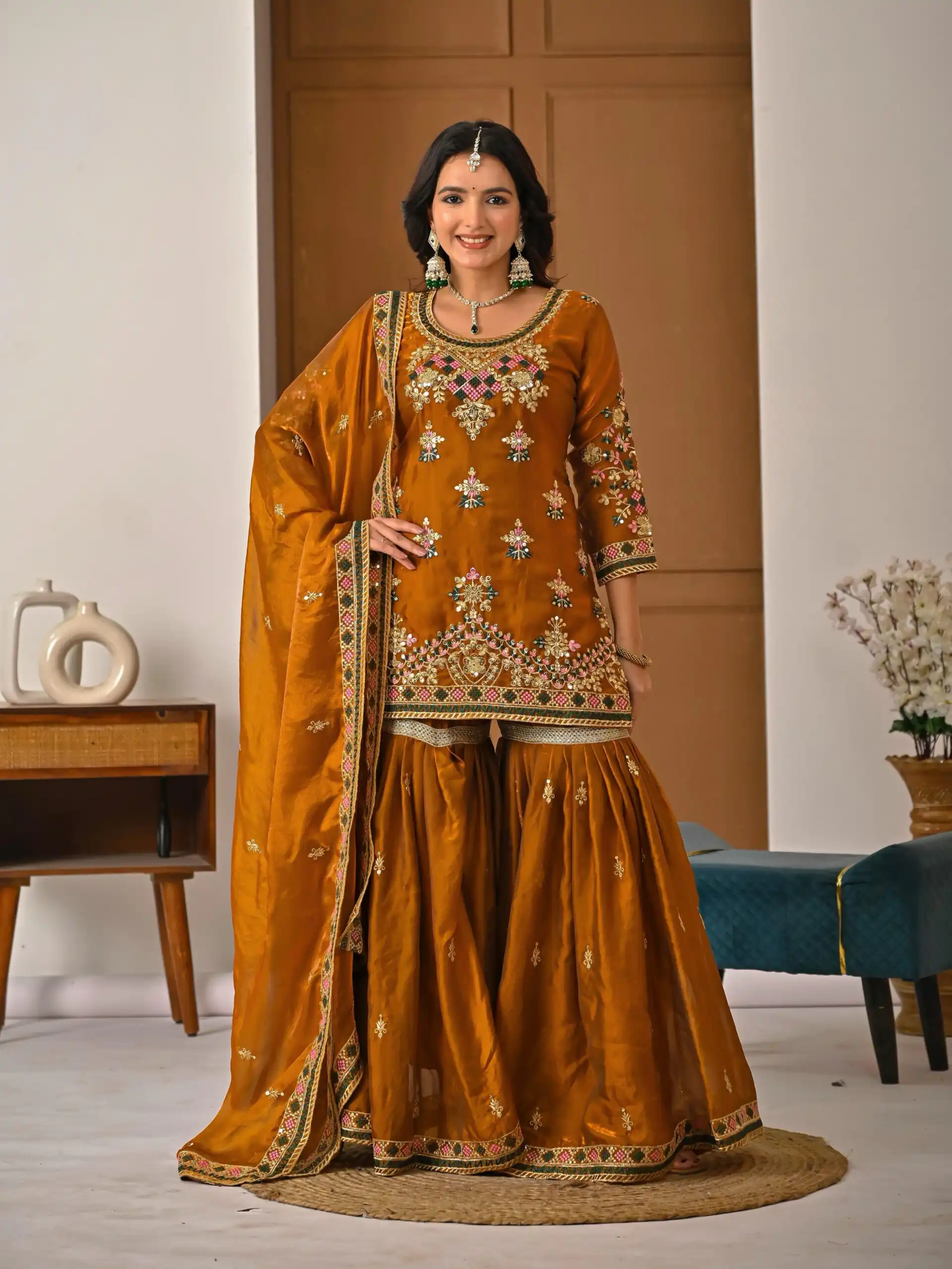ND 5056 Brown Fandy Silk Salwar Suit with Embroidery Work. Wedding, Party, Festive, Events Now at just ₹2649. Delivery 4-6 Working Days. Shop now. | Jump Suits, Salwar suit, Designer Suits, Casual Suits, Creative suits, Palazzo Suits, Party Wear Suits, Patiala Suits, Straight Suits