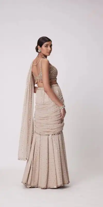 BD 1821 Chiku in Faux Georgette Mirror Work Saree . Wedding, Party, Festive, Events, Grab it for ₹2499. Delivery 4-6 Working Days. Shop now. | Sarees, Bollywood Sarees, Creative Sarees, Designer Sarees, Embroidered Sarees, Ethnic Saree, Modern Digital sarees, Party Wear Sarees