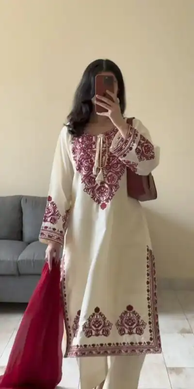 DC 108 Cream Color Natural Crep Salwar Suit with Embroidery Work. Wedding, Party, Festive, Best Price ₹1849. Delivery 4-6 Working Days. Shop now. | Jump Suits, Salwar suit, Designer Suits, Casual Suits, Creative suits, Palazzo Suits, Party Wear Suits, Patiala Suits, Straight Suits